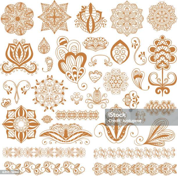 Henna Tattoo Mehndi Flower Template Vector Stock Illustration - Download Image Now - Indian Ethnicity, Pattern, Henna Tattoo