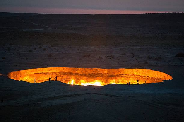 Derweze gas craterthe, known as 'The Door to Hell', Turkmenistan stock photo