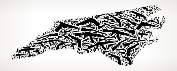 ilustrações de stock, clip art, desenhos animados e ícones de north carolina gun black icon pattern background - gun rifle weapon ak 47