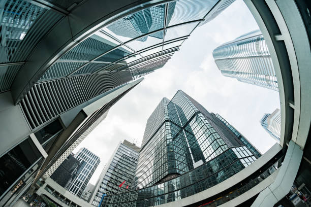 istock Skyscrapers from ground view with the sky. 639886958