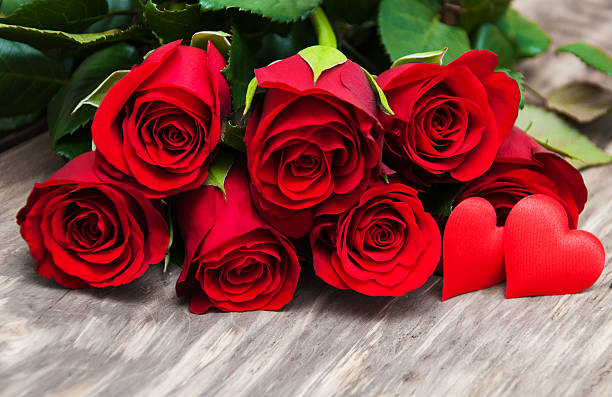 istock Red rose and hearts 639888694