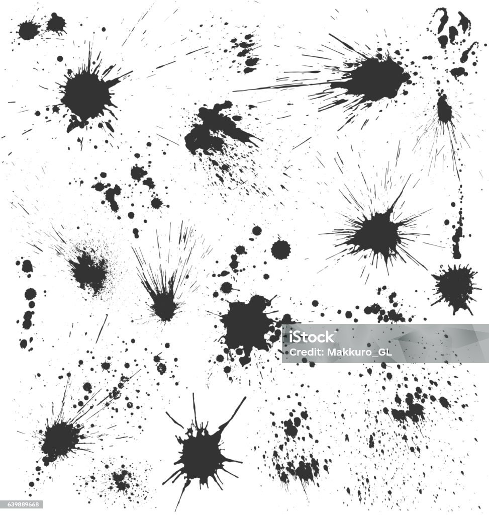 Grunge Ink Blots Brush Texture Collection sur blanc - clipart vectoriel de Barbouillé libre de droits