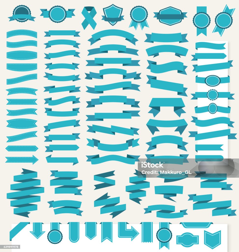 Ribbons and Labels Collection Isolated on White Ribbons and Labels Collection Isolated on White Background Ribbon - Sewing Item stock vector