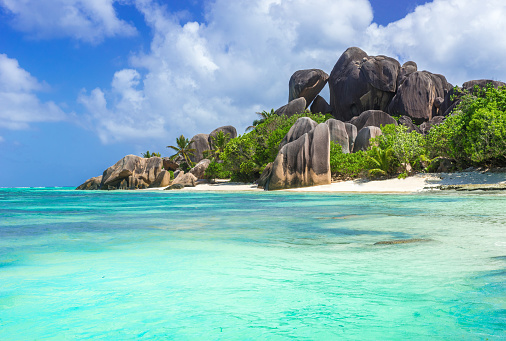 Anse Source d'Argent - the nicest beach of the world on the island La Digue in Seychelles