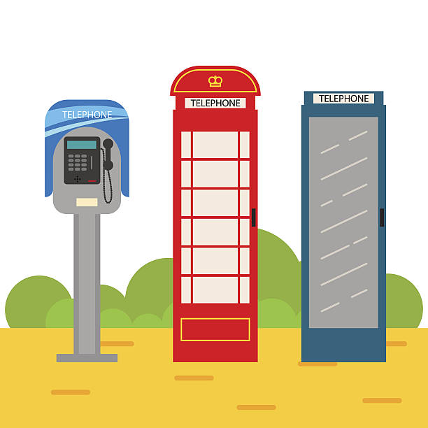 電話ブースの漫画セット。 - pay phone telephone telephone booth red点のイラスト素材／クリップアート素材／マンガ素材／アイコン素材