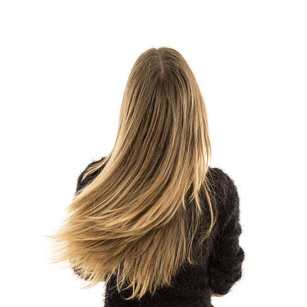 weibliche blonde lange haare - women long hair rear view beauty stock-fotos und bilder