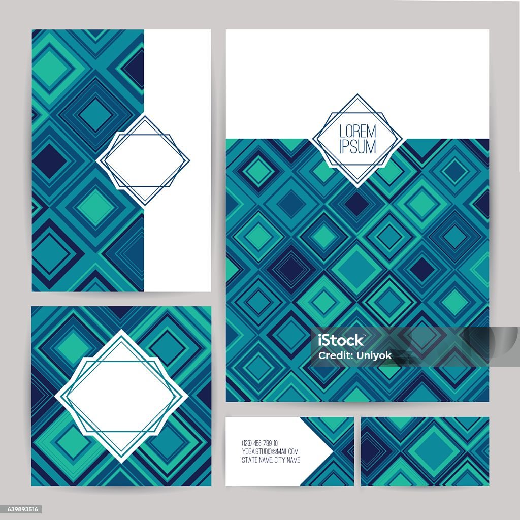 Blue Pattern Corporate Corporate Identity Template Design With Modern Geometric Triangular ...