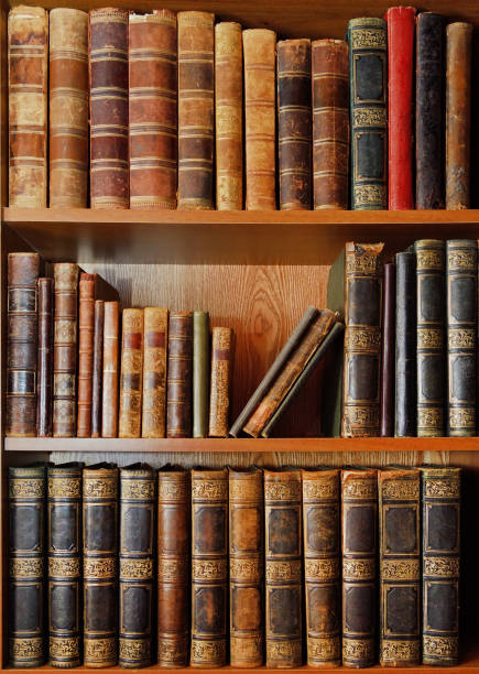istock Shelves with antique books in library 639895950