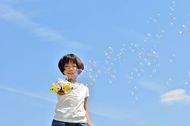 Japanese girl with bubble wand