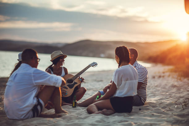 Sunset party by the sea