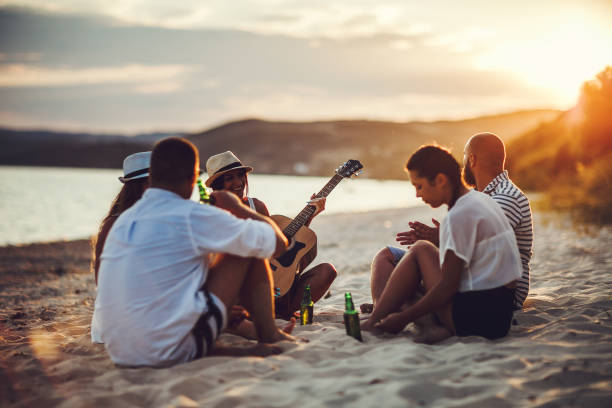 Sunset party by the sea