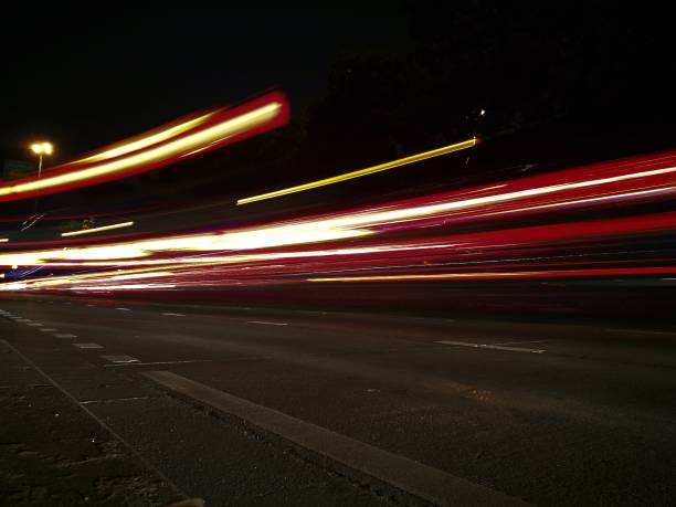 istock Car light trails on the road, movement in Thailand. 639905594