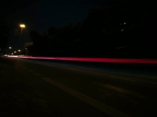 istock Car light trails on the road, movement in Thailand. 639905806