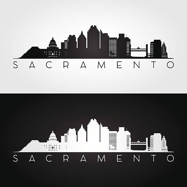 sacramento usa panoramę i zabytki sylwetka. - sacramento county stock illustrations