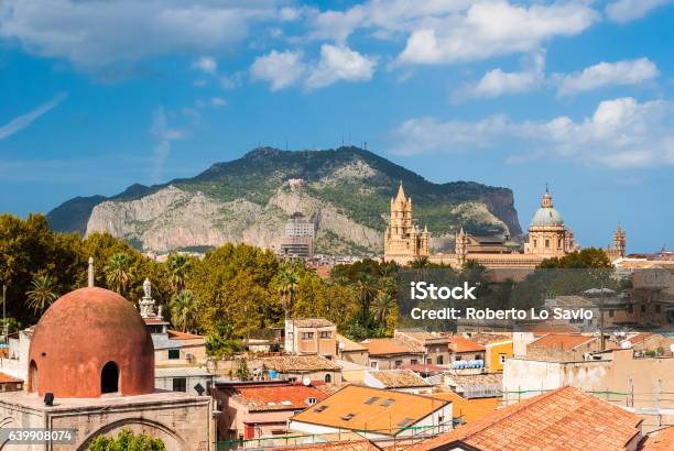 Panoramic View Of Palermo With Its Cathedral And Monte Pellegrino Stock Photo - Download Image Now