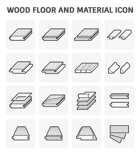 Wood Floor Icon Wood floor and material vector icon set design. hardwood stock illustrations