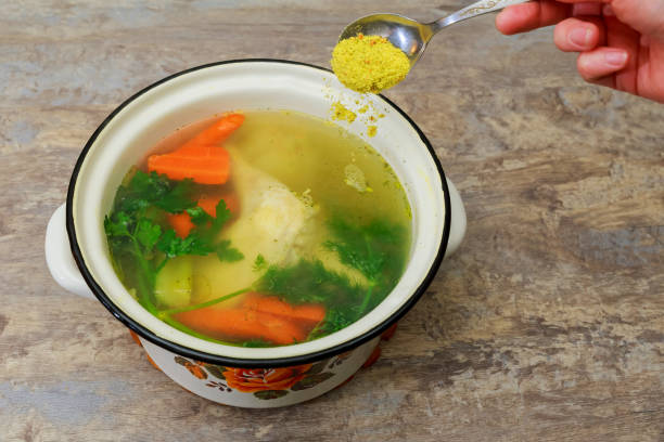 istock Chicken soup in a bowl with crackers. 639912112