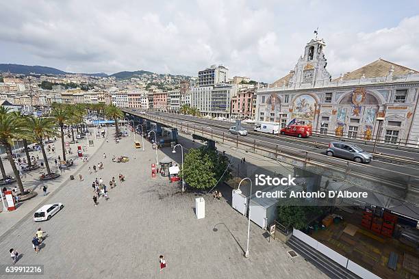Genoa Old Port Area Stock Photo - Download Image Now - Aerial View, Architecture, Built Structure