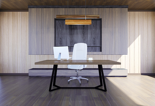 Modern And Minimal Interior Of Boss Office Stock Photo - Download Image