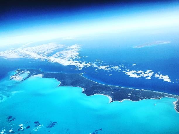 istock Aerial view on Atlantic Ocean with Carribean islands 639914594