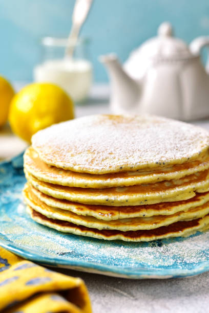 istock Lemon pancakes with poppy seed.Vintage style. 639914660