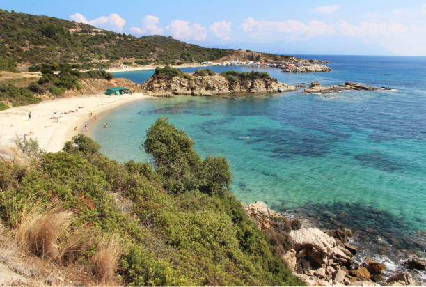 Sarti beach, Chalkidiki, Sithonia, Greece Wonderful Sarti beach, Chalkidiki, Sithonia, Greece halkidiki beach stock pictures, royalty-free photos & images