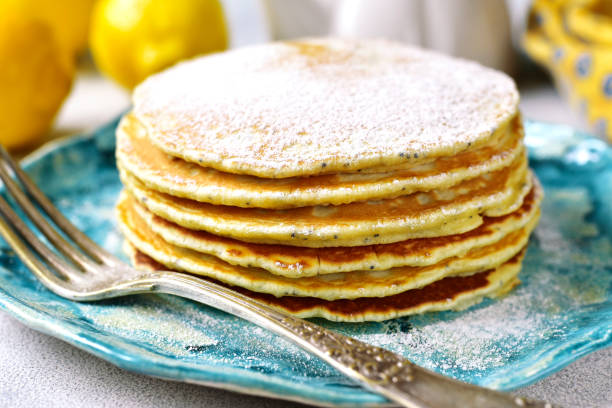istock Lemon pancakes with poppy seed.Vintage style. 639915328