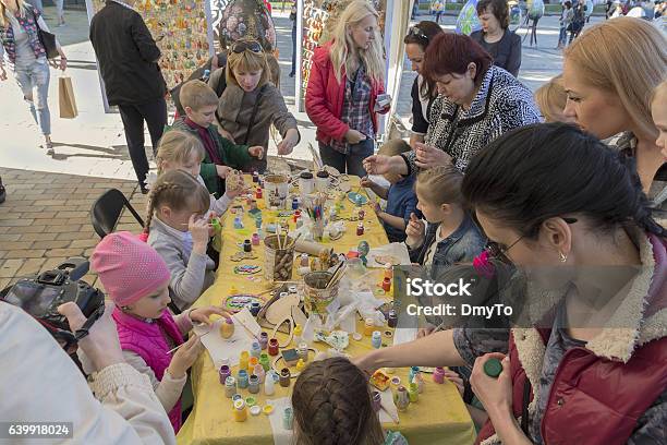 Children Painted Easter Eggs On Sophia Square Kiev Ukraine Stock Photo - Download Image Now