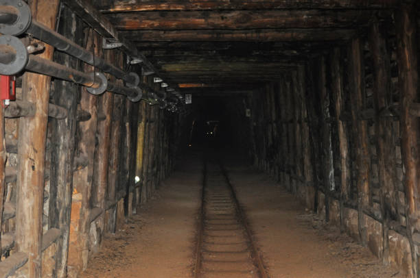 underground mine railway underground mine railway for raw material in Sardinia Buggerru stock pictures, royalty-free photos & images