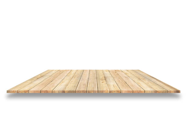 istock wooden plank shelves and white background. For product display. 639919228