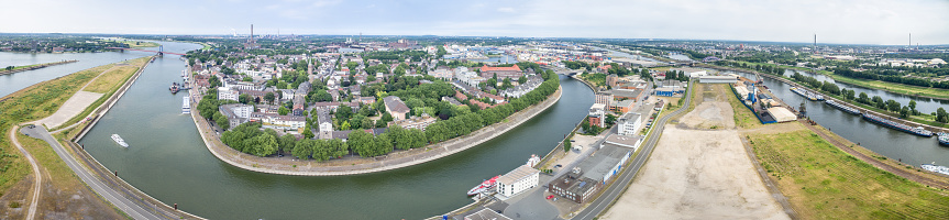 Aerial view of Duisburg Ruhrort, Germany