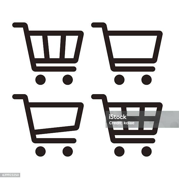 Shopping Einkaufswagensymbol Set Stock Vektor Art und mehr Bilder von Einkaufswagen - Einkaufswagen, Icon, Handwagen