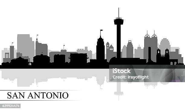 San Antonio City Skyline Silhouette Background Stock Illustration - Download Image Now - San Antonio - Texas, Urban Skyline, Texas