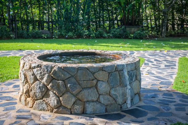 istock Old water well in the garden. 639926088