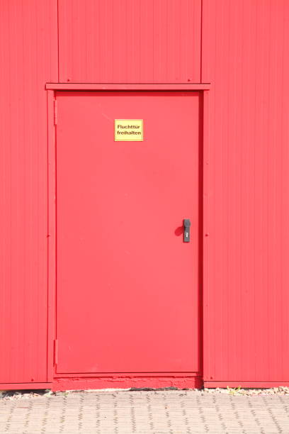 istock Red steel door 639928180