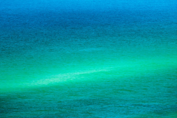 Destin, FL USA - Sep 9, 2016  -  Looking dow at the beach the water changes from aqua to white to blue because of the sand bar about 35 feet from shore.