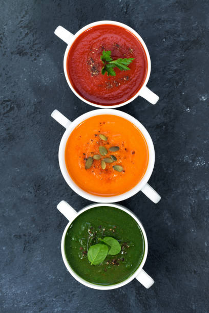 istock assortment of fresh vegetable soup on a dark background 639928758