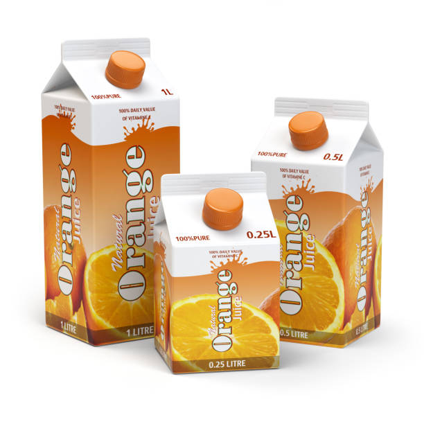 istock Orange juice carton cardboard box pack isolated on white backgro 639928838