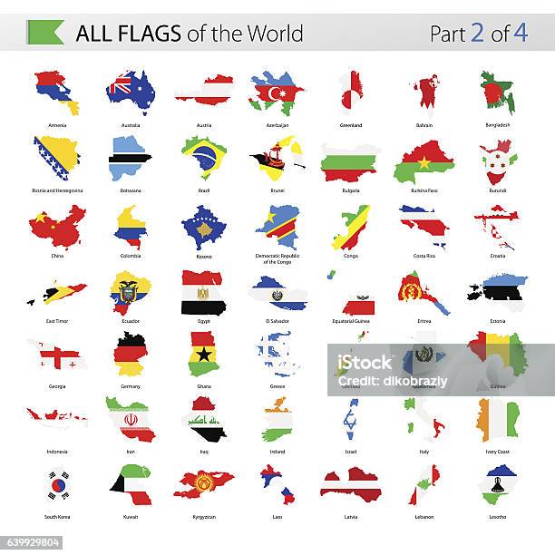 All World Country Contour Vector Flags Collection Stock Illustration - Download Image Now