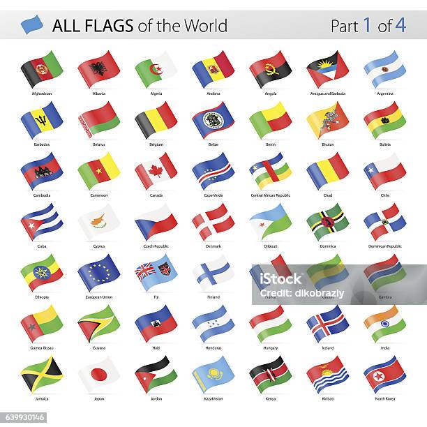 All World Waving Vector Flags Collection Stock Illustration - Download Image Now - Flag, World Map, Cambodia