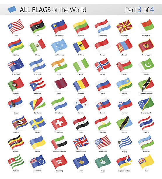 All World Waving Vector Flags - Collection Vector Collection of All World Vector Flags norway continent stock illustrations