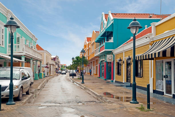 Kralendijk center, Bonaire stock photo