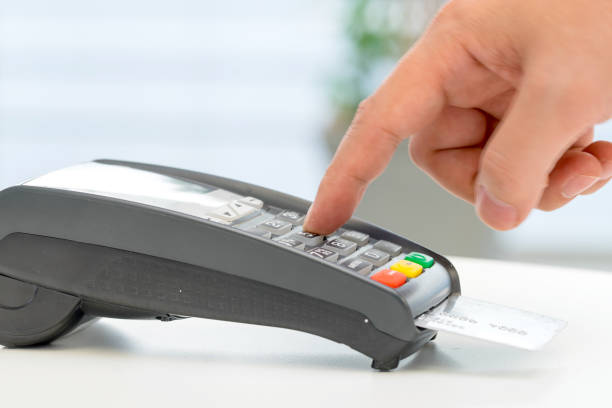 istock Credit card machine, payment for online shopping 639932452