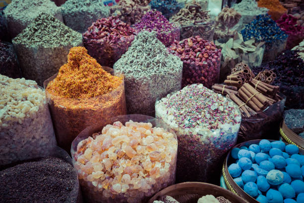 istock Dried herbs, flowers and arabic spices in the souk 639936340