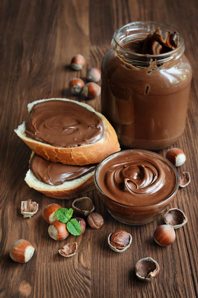 Hazelnut spread in glass bowl