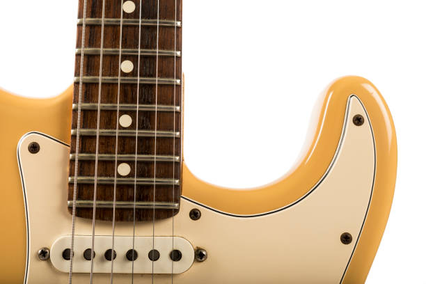 istock Vintage retro guitar abstract isolated on white with copy space 639941696