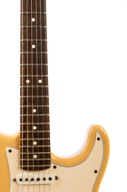 istock Vintage retro guitar abstract isolated on white with copy space 639941748