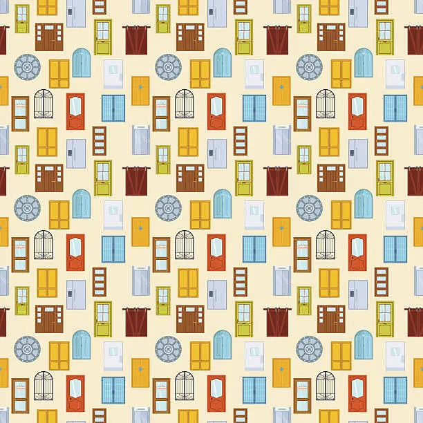 Vector illustration of Doors seamless pattern vector illustration.