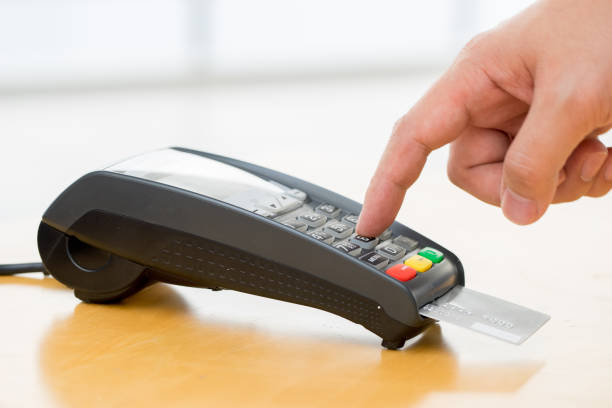 istock Credit card machine, payment for online shopping 639943790