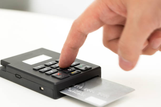 istock Credit card machine, payment for online shopping 639943934